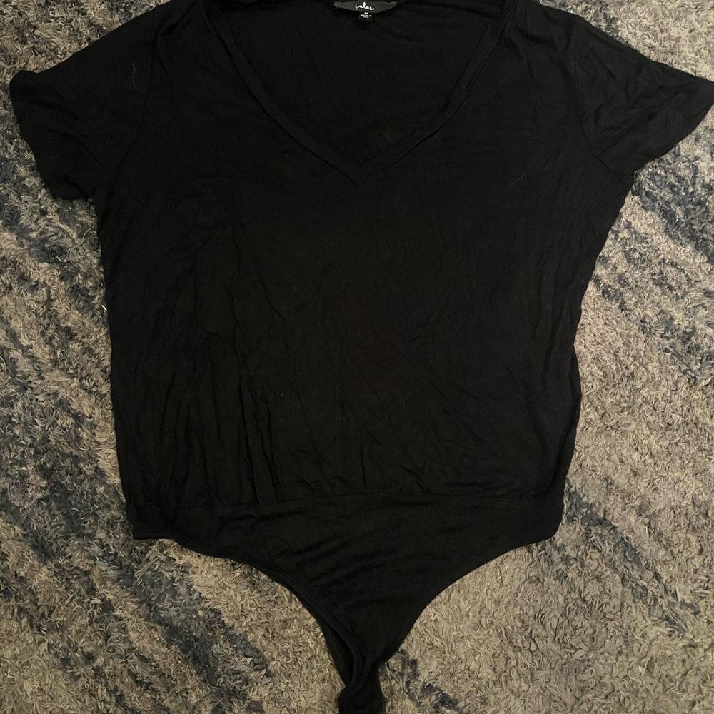 Lulu's Black V-Neck Bodysuit